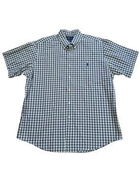 Vintage Ralph Lauren Polo Mens XL Geen Blue Plaid Button Down Custom Fit Shirt